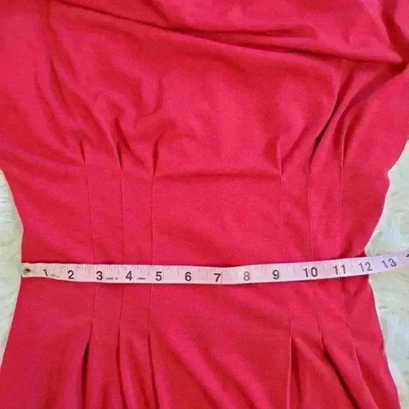 Kay Unger cowl neck midi dress size 2 red knee length - Picture 5 of 12